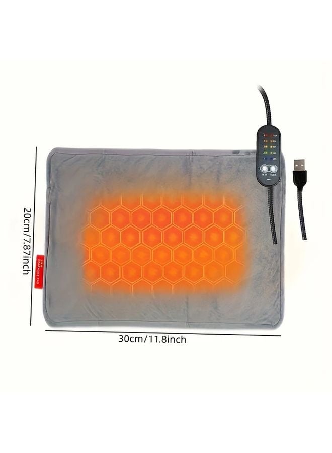 سجادة تدفئة للحيوانات الأليفة بالجرافين رمادية اللون 30x20 سم، بسلك USB، مفرشة كهربائية دافئة للقطط والكلاب الصغيرة - Image 1
