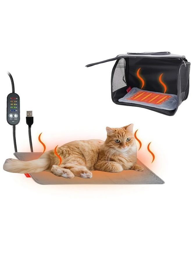 سجادة تدفئة للحيوانات الأليفة بالجرافين رمادية اللون 30x20 سم، بسلك USB، مفرشة كهربائية دافئة للقطط والكلاب الصغيرة - Image 2