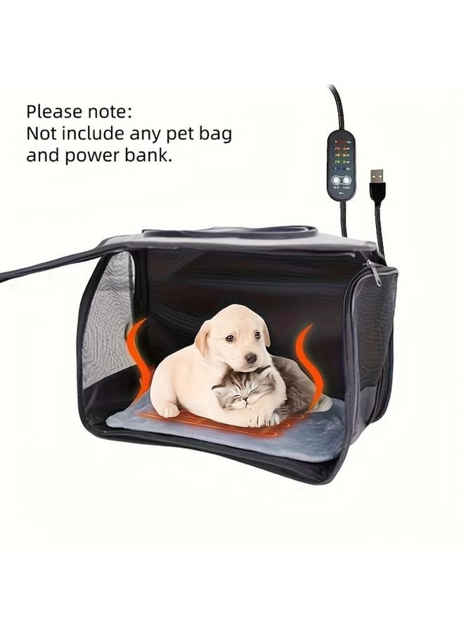 سجادة تدفئة للحيوانات الأليفة بالجرافين رمادية اللون 30x20 سم، بسلك USB، مفرشة كهربائية دافئة للقطط والكلاب الصغيرة - Image 4