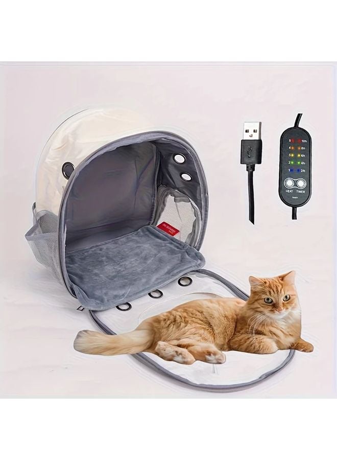 سجادة تدفئة للحيوانات الأليفة بالجرافين رمادية اللون 30x20 سم، بسلك USB، مفرشة كهربائية دافئة للقطط والكلاب الصغيرة - Image 5