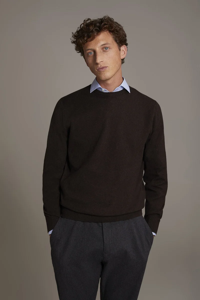 Doppelganger Red Wool blend round neck sweater - Bordeaux for Men | Best Price UAE