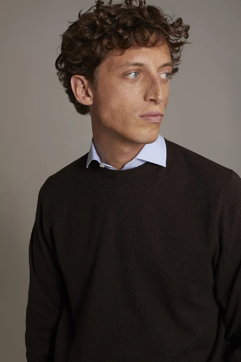 Doppelganger Red Wool blend round neck sweater - Bordeaux for Men | Best Price UAE
