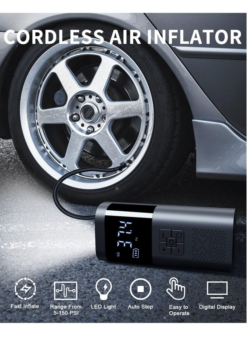 SYOSI Air Compressor Tire Inflator Pump Car Portable 150 PSI Fast Inflation with LCD Dual Screen Electric for For Bicycle Motorcycles Ball - Image 3