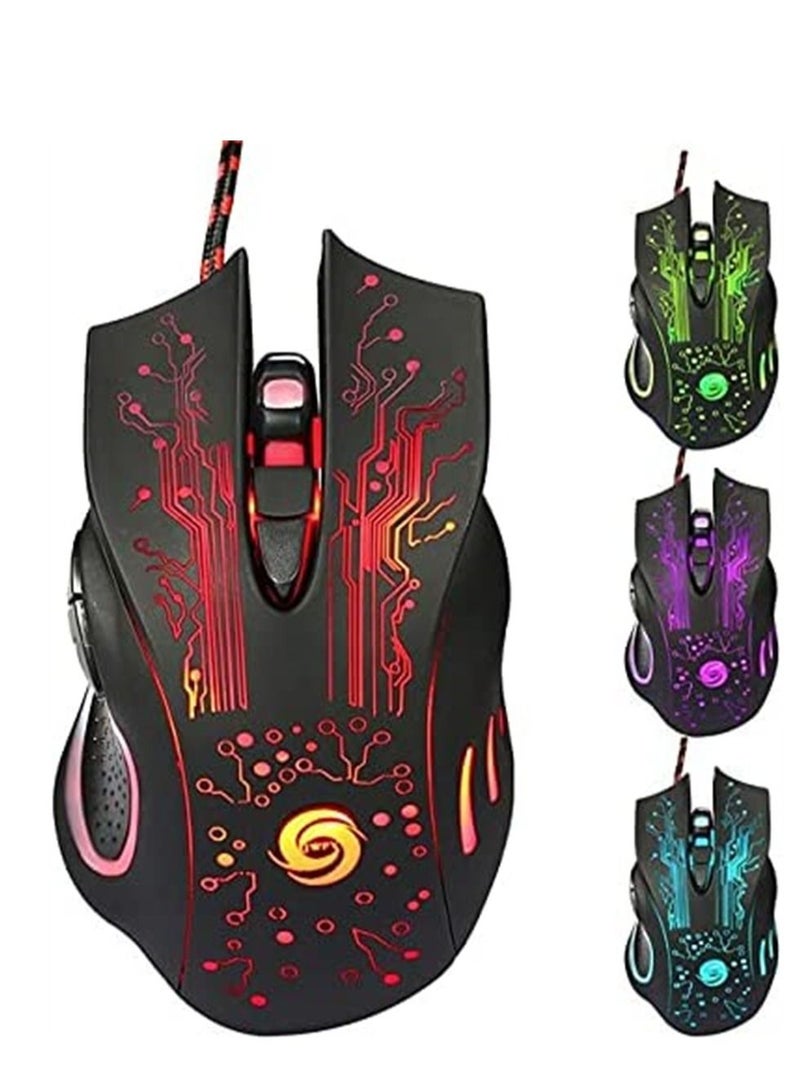 SYOSI Gaming Mice Computer Gaming Mouse Wired Manipulator Gaming Mouse Glare USB Wired Gaming Mouse Adjustable 7 Buttons LED Backlit Professional Gamer Mice Ergonomic for PC Laptop  - Image 1