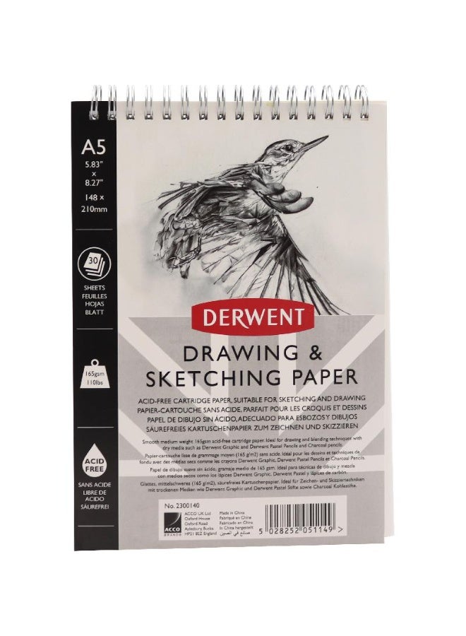 Derwent Sketch Pad Portrait 165 gsm White A5 30 Sheets - Image 1