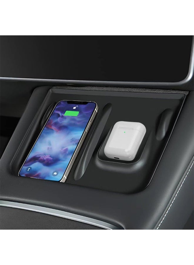 أتش بي أس ترقية وحدة التحكم المركزية شاحن لاسلكي حصيرة سيليكون ل Tesla Model 3 Model Y وسادة واقية مضادة للانزلاق الملحقات الداخلية - Image 5