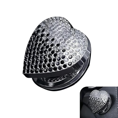 Ferianl Bling Push Start Button Cover Crystal Rhinestone Engine Start Buttons Covers Cute Heart Ignition Button Cover Sticker Car Interior Decor Accessories for Most Car WhiteBlack - Image 1
