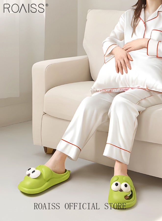 roaiss Big-Eyed Dog Slippers for Women to Wear Outside in Summer Comfortable Breathable and Cute Cartoon Indoor and Outdoor Non-slip Bedroom Slippers Slides Anti-Collision Toe,Green - Image 4