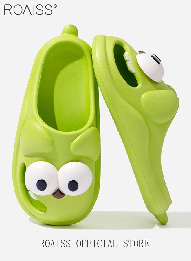 roaiss Big-Eyed Dog Slippers for Women to Wear Outside in Summer Comfortable Breathable and Cute Cartoon Indoor and Outdoor Non-slip Bedroom Slippers Slides Anti-Collision Toe,Green - Image 5