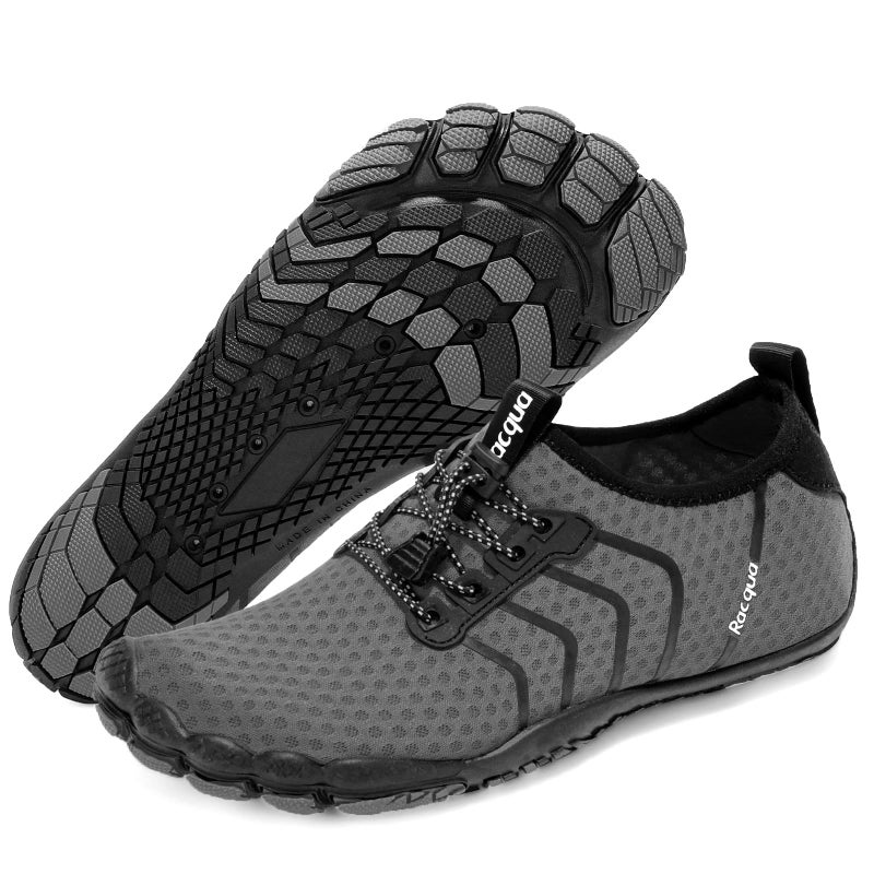 Racqua Mens Womens Water Sport Shoes Beach Surf Swim Pool Hiking Walking Shoes Quick Dry Barefoot Aqua Shoes Deep Grey 10 W/9 M - Image 1