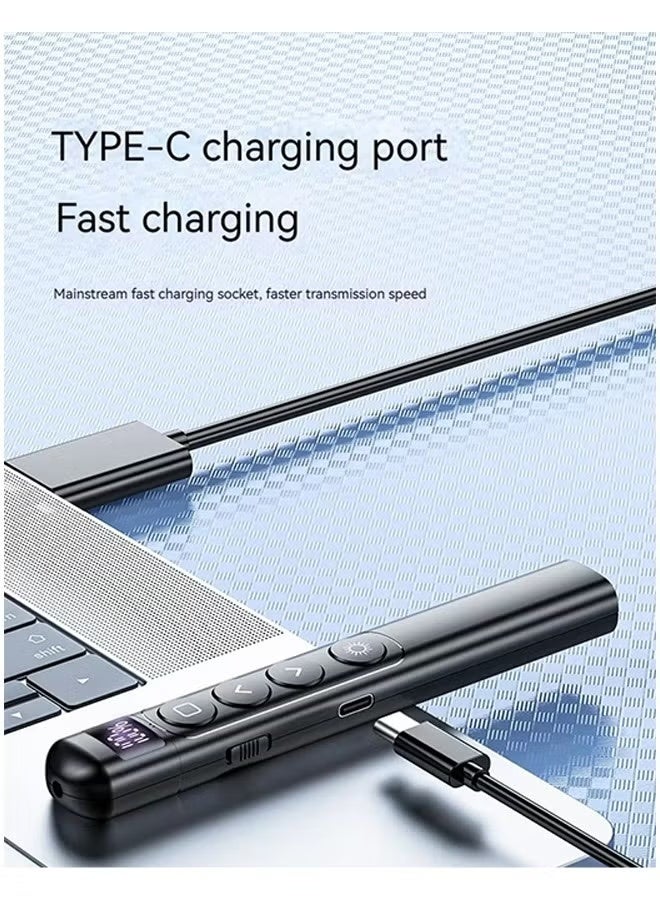 Wireless Presenter Remote with Digital Screen,USB Power Rechargeable Presentation Clicker for Keynote/PPT/Mac/PC/Laptop,Volume Control,Built-In Rechargeable Battery - Image 2