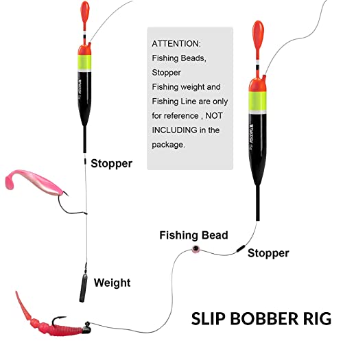 THKFISH Fishing Bobbers & Floats - Slip Bobbers for Crappie Fishing, Balsa Floats - 1/2oz (4.13"X0.75"X7.87") - 5PCS - Image 2