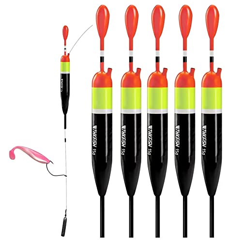 THKFISH Fishing Bobbers & Floats - Slip Bobbers for Crappie Fishing, Balsa Floats - 1/2oz (4.13"X0.75"X7.87") - 5PCS - Image 1