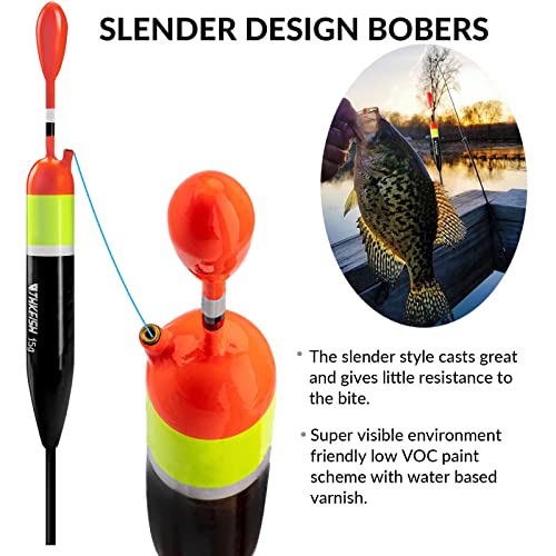 THKFISH Fishing Bobbers & Floats - Slip Bobbers for Crappie Fishing, Balsa Floats - 1/2oz (4.13"X0.75"X7.87") - 5PCS - Image 3