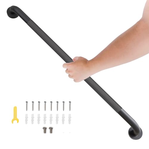 Bmoytu 1 Pack Shower Grab Bar 36 Inch Bathroom Grab Bar Handle with AntiSlip Knurled Grip Stainless Steel Bath Balance Bar 125 Diameter Bath Safety Bar Support for Seniors Elderly Pregnant Matte Black - Image 1