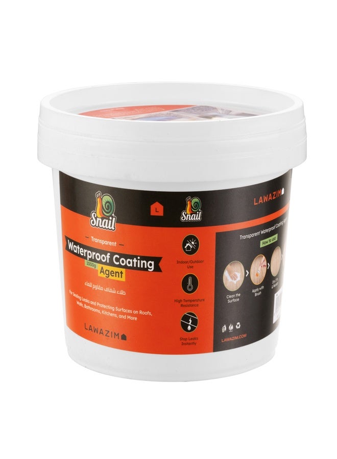 LAWAZIM Snail Transparent Waterproof Coating Agent - Invisible Clear Insulation Anti-Leakage Coating for Repairing Cracks and Moisture Areas, Super Strong Sealant for Indoor & Outdoor Use - 1000g - Image 2