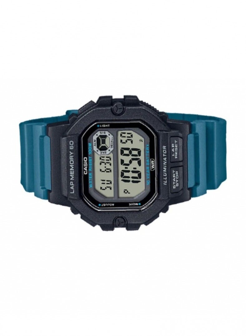 Casio WS-1400H-3AVDF Water-Resistant Digital Resin Band Wrist Men's Watch, 44 mm, Blue - Image 2