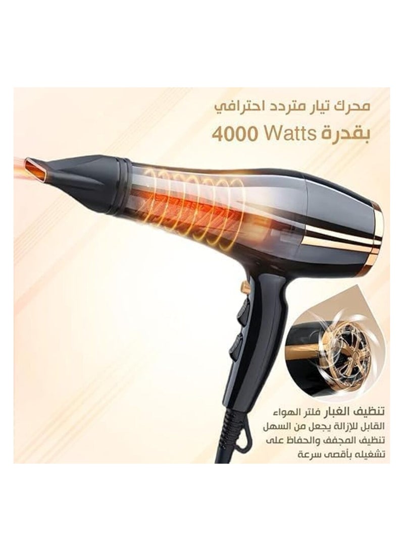 Home Gold HG-801 Hair Dryer 4000 Watt, Multiple Heat and Speed ​​Settings, Fast Drying, for Professional Results at Home - Image 3
