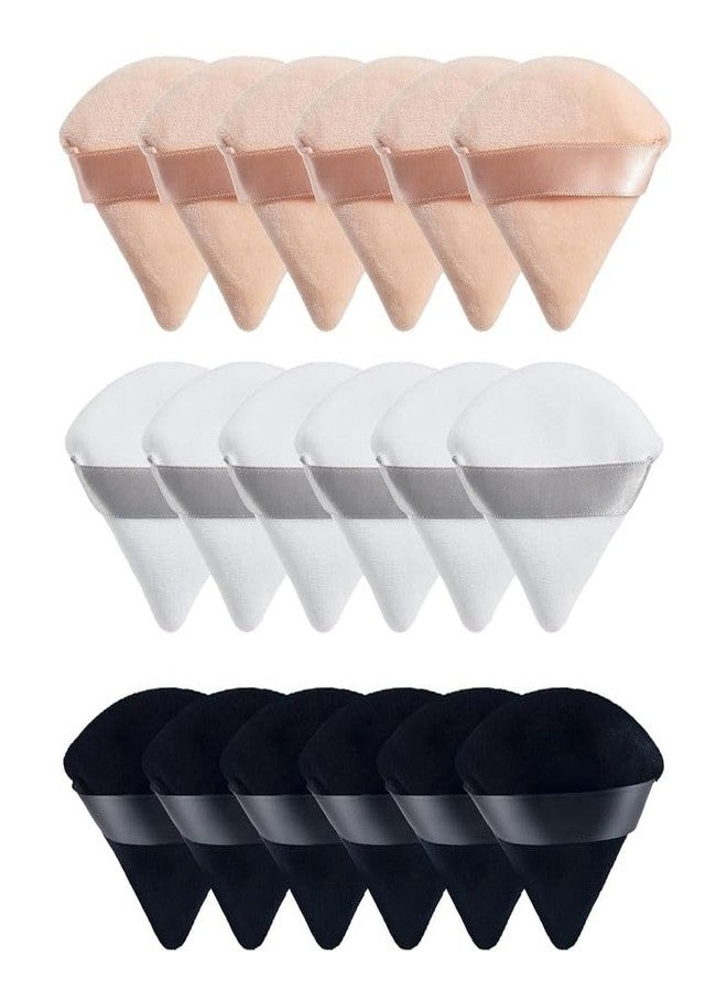 SUNISA 18 Pieces Triangle Cosmetic Loose Powder Puffs Washable Reusable Soft Plush Foundation Sponge for Face Body Wet Dry Makeup Tool- Multicolor Pack of 18 - Image 1
