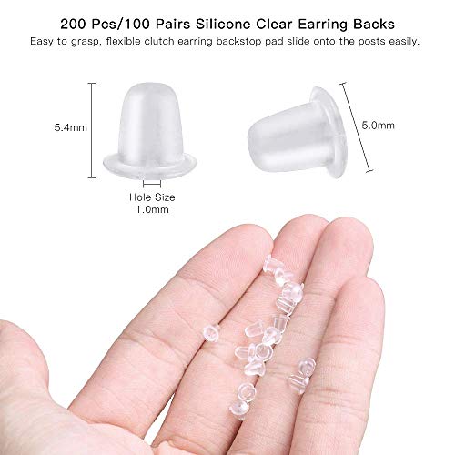 Lhedon 925 Sterling Silver Hypoallergenic Earring Hooks 100 Pairs for Jewelry Making, Fish Hook Earrings Making Kit, DIY Earring Findings Jewelry Making Supplies, with 200 PCS Earring Backs，Christmas Gifts - Image 5