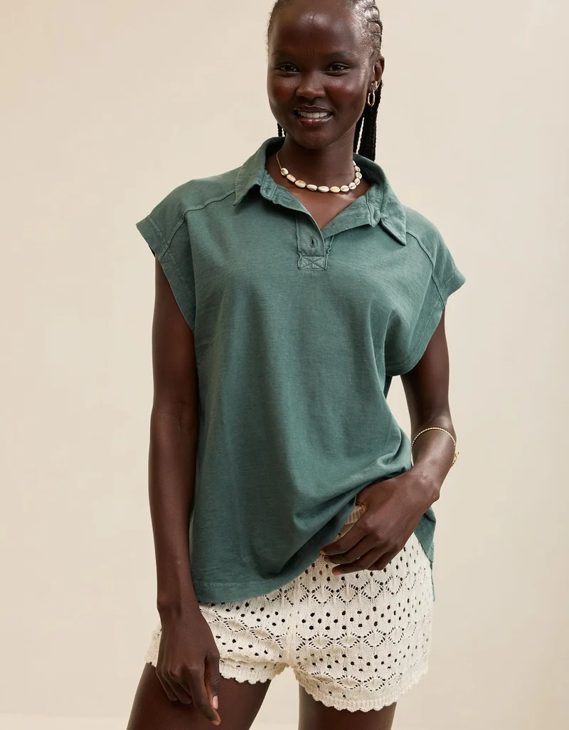 Aerie Aerie Happiest Oversized Polo T-Shirt