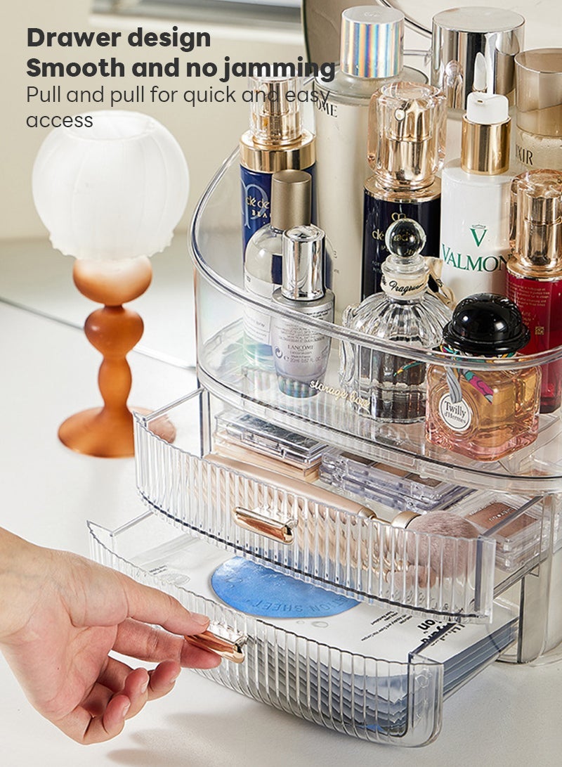 ETG Portable Retro Series Multi-Function Make Up Case Dustproof Cosmetic Storage Box, Skin Care Products Jewelry Organizer Finishing Box Bathroom Desktop - Image 5
