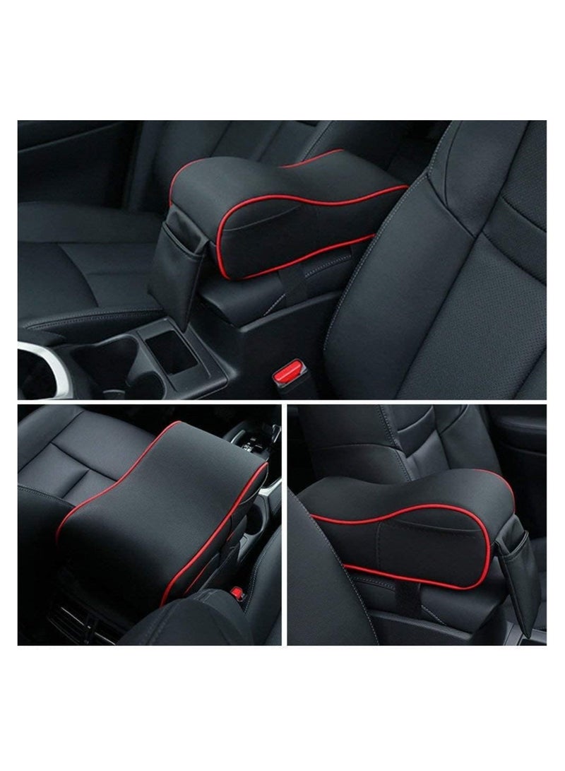 ماكس كمفورت وسادة مسند ذراع للسيارة ميمورى فوم أمريكى مع غطاء جلد عالى الجودة وحامل للهاتف ومناسب لمعظم السيارات , أسود - Image 4