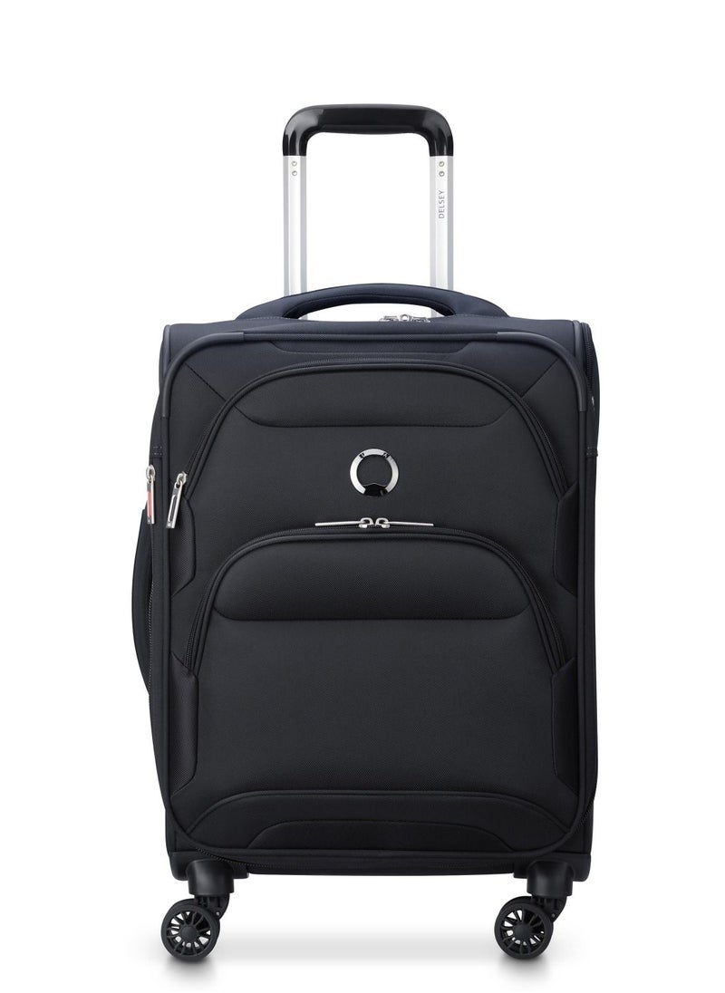 DELSEY Paris - Sky Max 2.0  55cm Soft case 4 Double Wheel Expandable Cabin Luggage Trolley - Black - Image 1