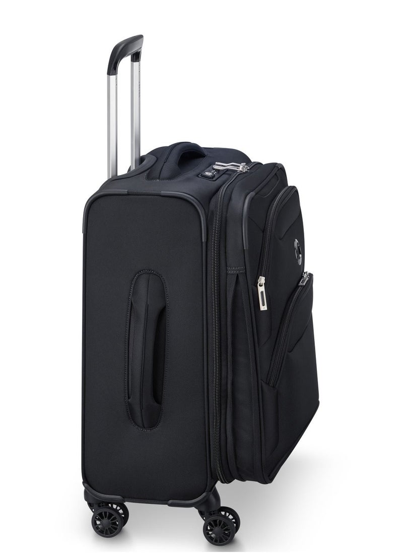 DELSEY Paris - Sky Max 2.0  55cm Soft case 4 Double Wheel Expandable Cabin Luggage Trolley - Black - Image 1