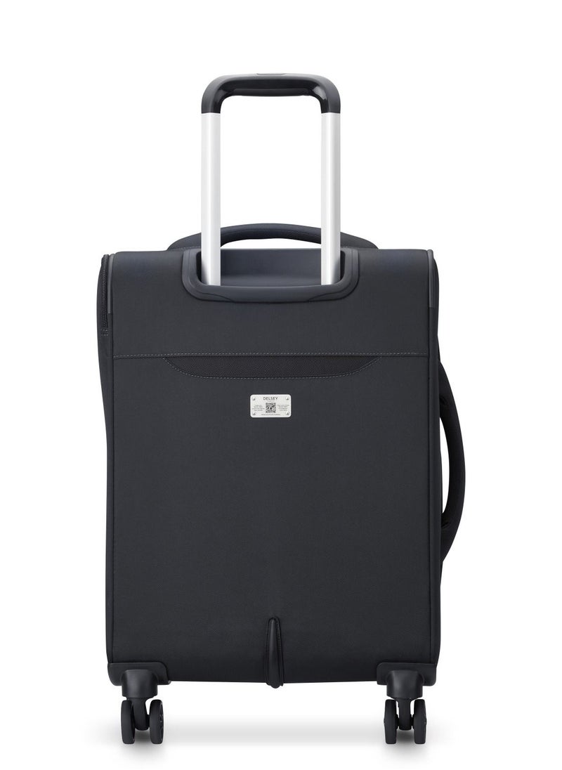 DELSEY Paris - Sky Max 2.0  55cm Soft case 4 Double Wheel Expandable Cabin Luggage Trolley - Black - Image 1