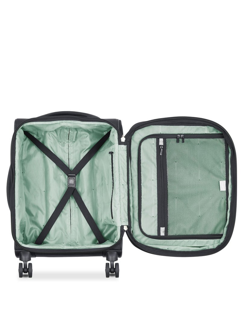 DELSEY Paris - Sky Max 2.0  55cm Soft case 4 Double Wheel Expandable Cabin Luggage Trolley - Black - Image 1
