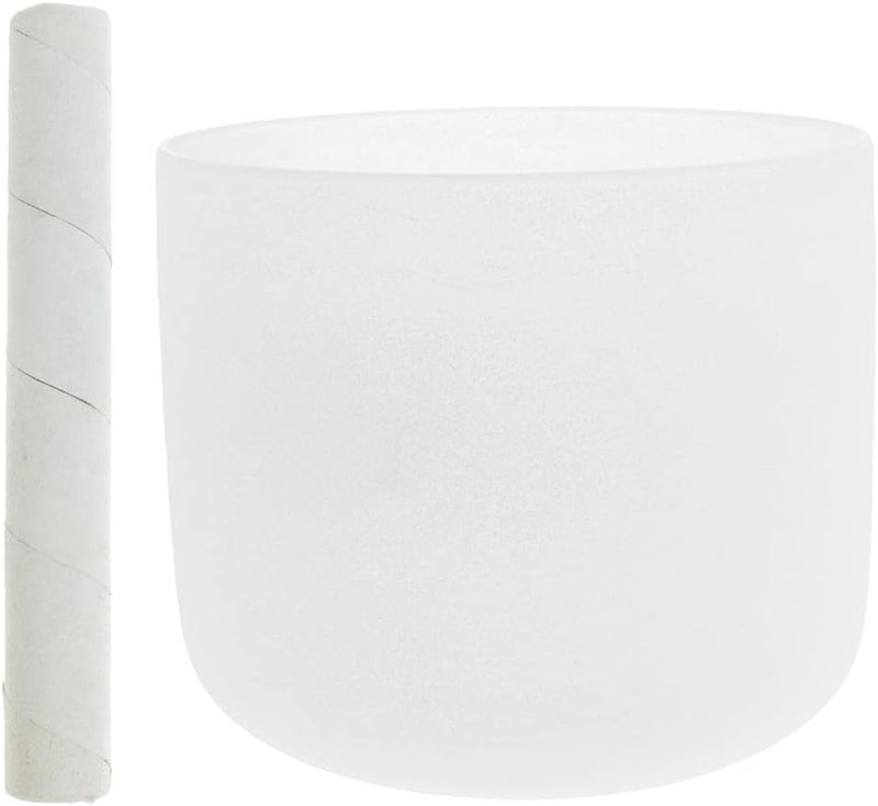 klarako Root Chakra Crystal Singing Bowls C note Set High Quality Sound 7 Inch White with Suede Mallet - Image 1