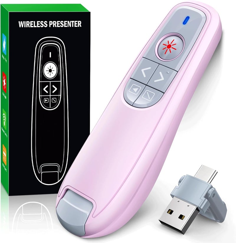 جهاز التحكم عن بعد اللاسلكي لعرض الشرائح، جهاز تحكم عن بعد بتقنية USB-C لعروض PowerPoint مع مؤشر ليزر، تردد 2.4 جيجاهرتز، مؤشر كمبيوتر لاسلكي لتقديم الشرائح - بنفسجي - Image 1