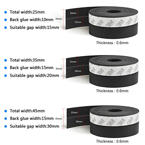 TAROSE Weather Stripping, 33 Feet Weather Seal Strip, Adhesive Silicone Tape (Black, 25MM) for Door, Shower, Window Draft Stopper - Image 2