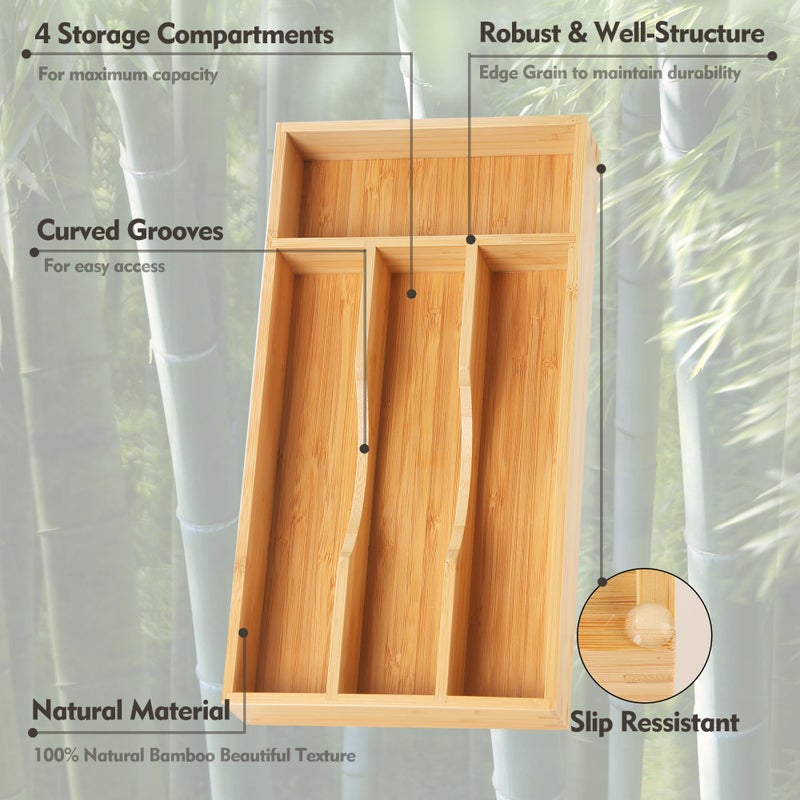 Upassion Bamboo Kitchen Drawer Organizer  7 Inch Silverware Utensil Holder For Small Drawer  Wood Silverware Organizer For Cutlery - Image 5