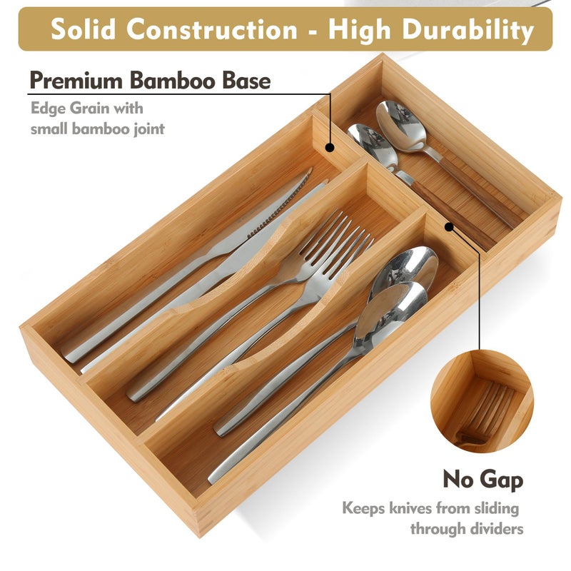 Upassion Bamboo Kitchen Drawer Organizer  7 Inch Silverware Utensil Holder For Small Drawer  Wood Silverware Organizer For Cutlery - Image 3