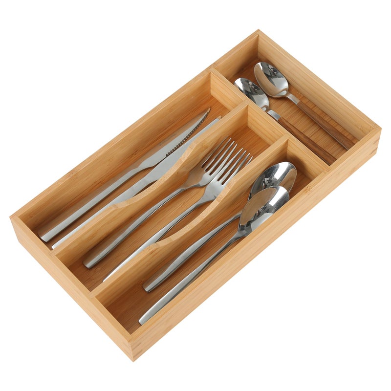 Upassion Bamboo Kitchen Drawer Organizer  7 Inch Silverware Utensil Holder For Small Drawer  Wood Silverware Organizer For Cutlery - Image 1