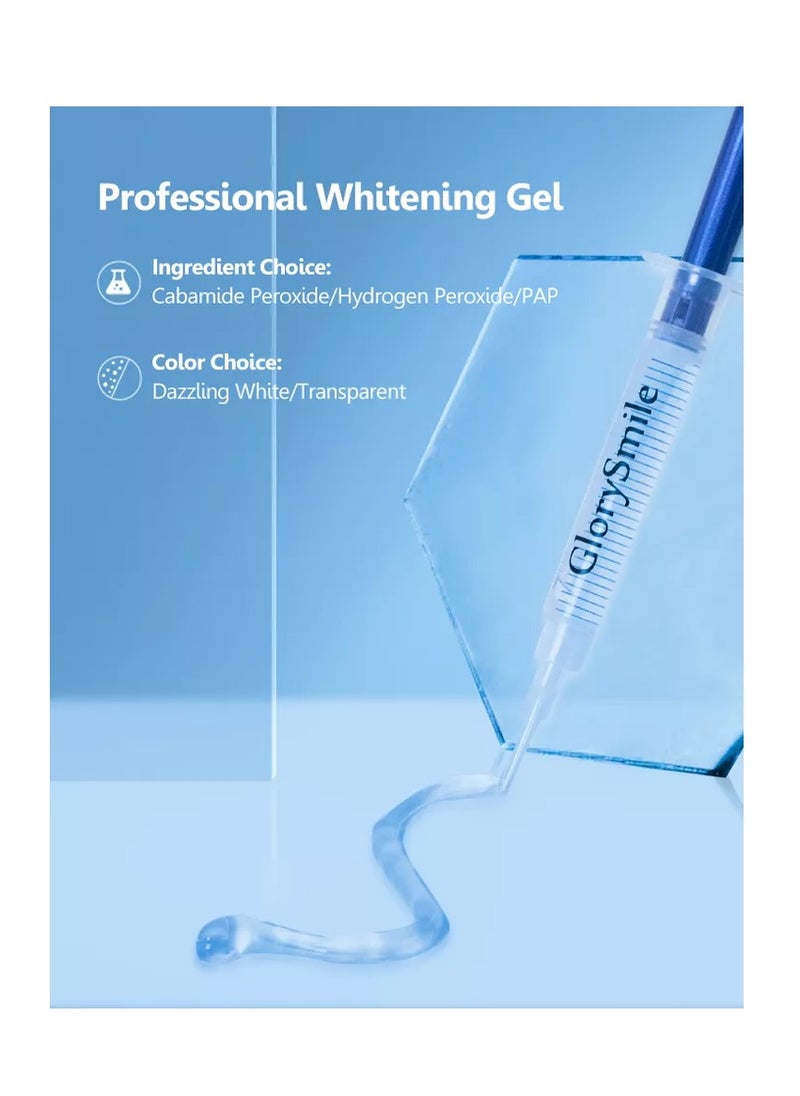 Teeth Whitening Light Kit 6X LED Lights Accelerator 3V Lithium Battery 3 Gel Syringes Mouth Tray Enamel Safe Whitening Brightening Stain & Plaque Removal Unisex