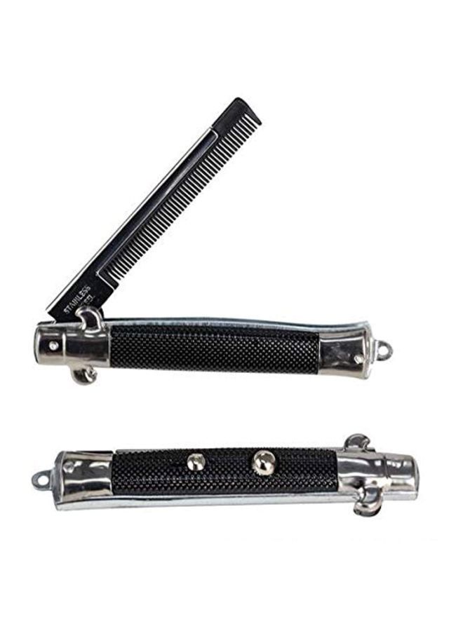 NIBEMINENT Pack Of 2 Switch-Blade Comb Black/Silver 9inch - Image 1