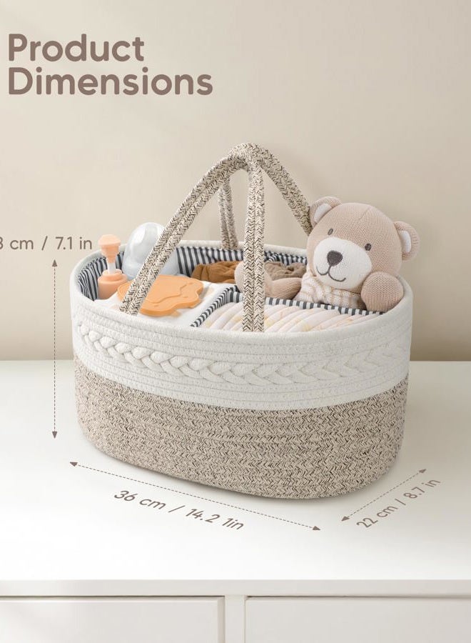 Maliton Diaper Caddy Organizer For Baby - 100% Cotton Rope Basket Changing Table Storage Caddy, Portable Stuff, Best Shower Gifts - Image 2