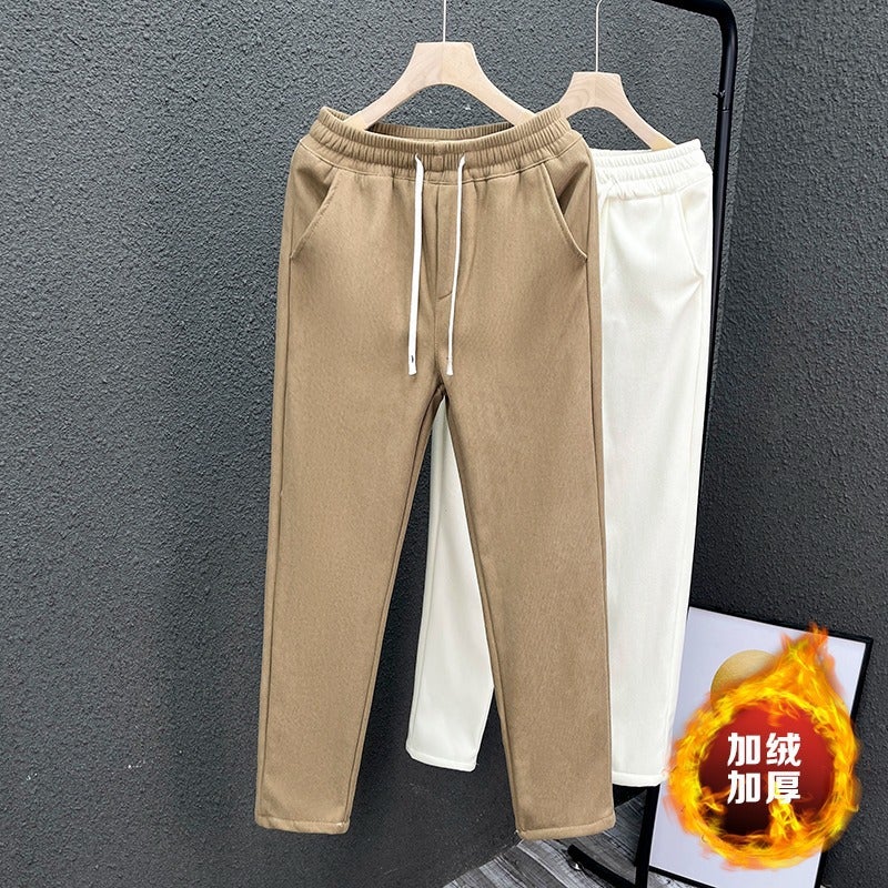 Loose Straight Tooling Sports Thick Sweat Pants Men And Boys Fall And Winter Fleece-Lined Casual American Pants - Image 5