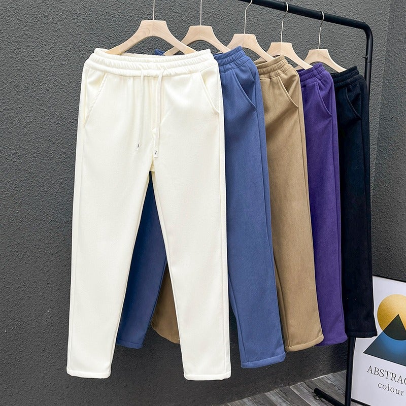Loose Straight Tooling Sports Thick Sweat Pants Men And Boys Fall And Winter Fleece-Lined Casual American Pants - Image 3