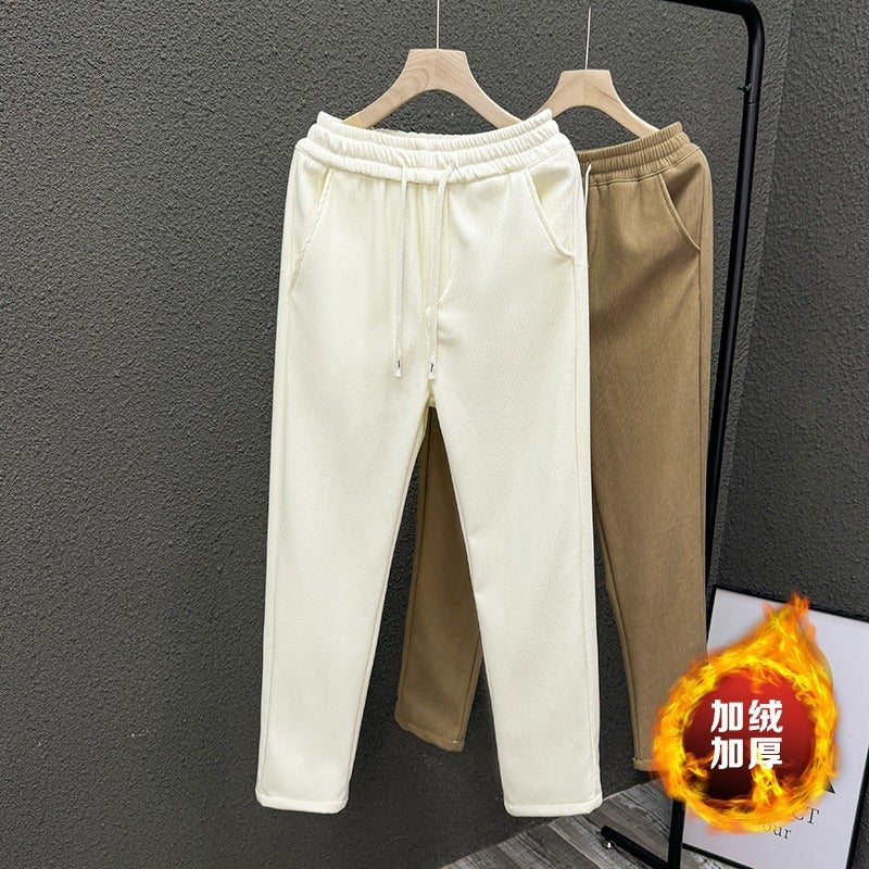Loose Straight Tooling Sports Thick Sweat Pants Men And Boys Fall And Winter Fleece-Lined Casual American Pants - Image 2
