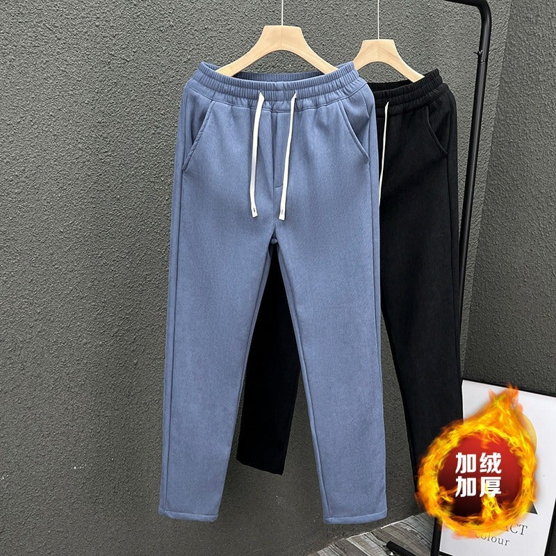 Loose Straight Tooling Sports Thick Sweat Pants Men And Boys Fall And Winter Fleece-Lined Casual American Pants - Image 4