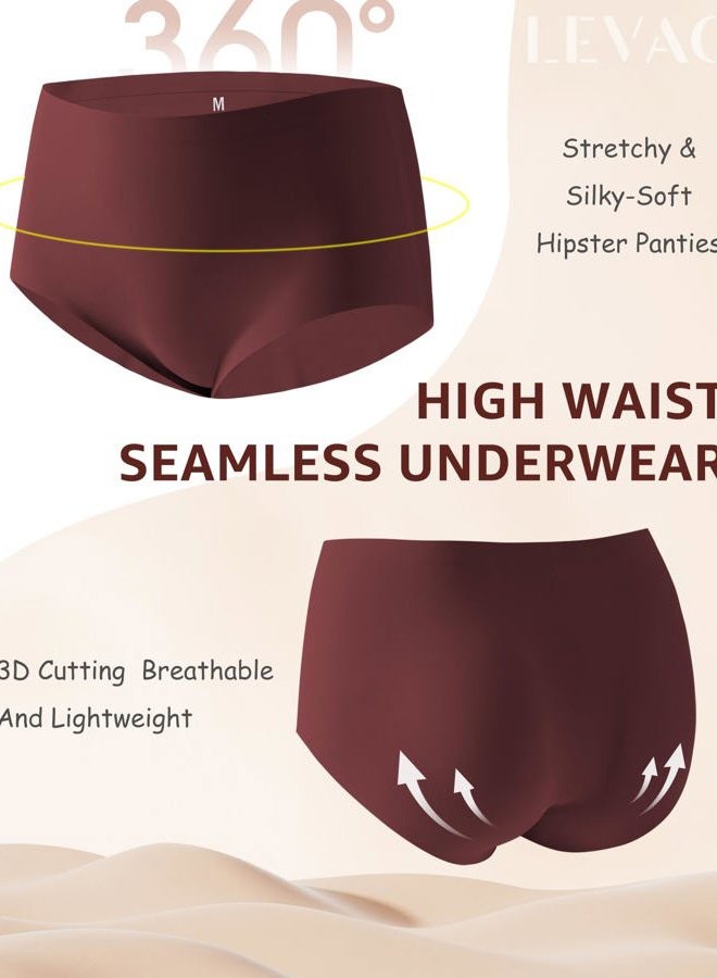 LEVAO Women's High Waisted Seamless Underwear No Show Full Coverage Briefs Stretchy Invisible Panties Cheeky Pack of 6 - Image 4