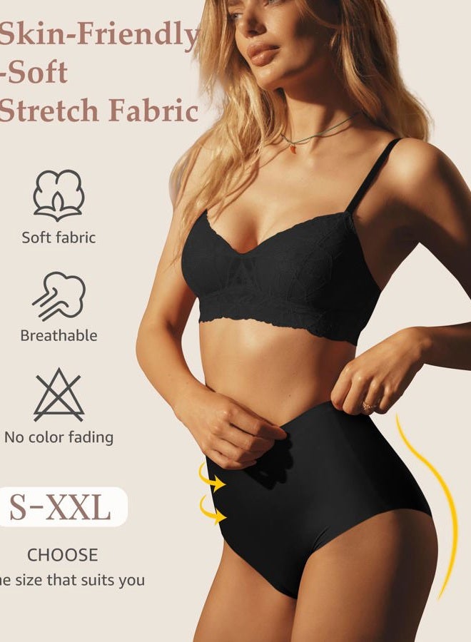 LEVAO Women's High Waisted Seamless Underwear No Show Full Coverage Briefs Stretchy Invisible Panties Cheeky Pack of 6 - Image 3