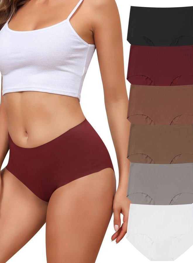 LEVAO Women's High Waisted Seamless Underwear No Show Full Coverage Briefs Stretchy Invisible Panties Cheeky Pack of 6 - Image 1
