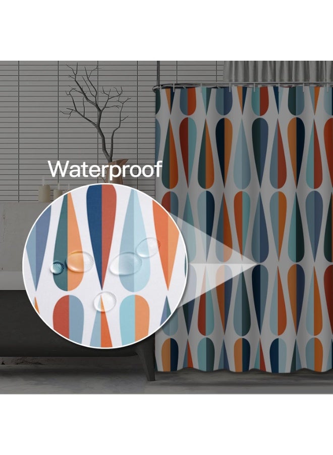 Emvency Shower Curtain Mid Century Modern Retro with Drop Shapes in Tones Abstract for All and Purposes Waterproof Polyester Fabric 72 x 72 inches Set with Hooks - Image 2