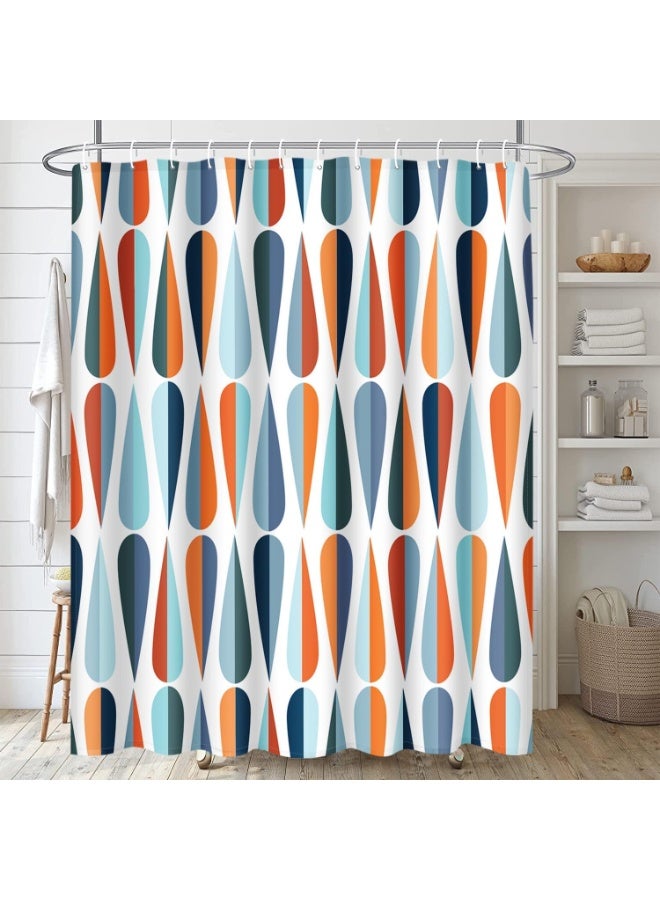 Emvency Shower Curtain Mid Century Modern Retro with Drop Shapes in Tones Abstract for All and Purposes Waterproof Polyester Fabric 72 x 72 inches Set with Hooks - Image 3