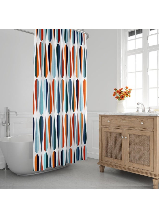 Emvency Shower Curtain Mid Century Modern Retro with Drop Shapes in Tones Abstract for All and Purposes Waterproof Polyester Fabric 72 x 72 inches Set with Hooks - Image 1